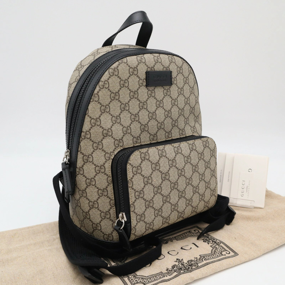Gucci GG Supreme canvas backpack beige brown leather